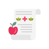 A paper with an apple and a cross on it vector