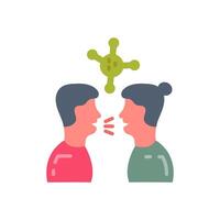 Two people are talking to each other with a virus on their head vector