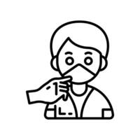 A man with a mask on his face is holding a hand vector