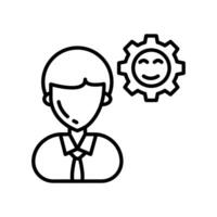 A man with a smile and a gearwheel icon vector