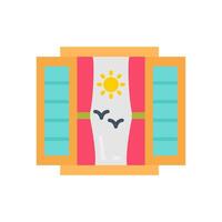 A window with a sun and birds vector