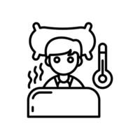 A man is sleeping in bed with a thermometer vector