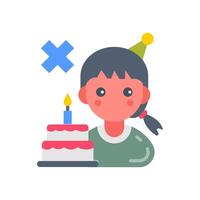 A girl with a birthday cake and a cross vector