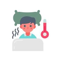 A man is sleeping in bed with a thermometer vector