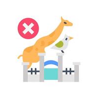 A giraffe and bird are standing on a fence vector