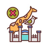 A giraffe and a bird are standing on a fence vector