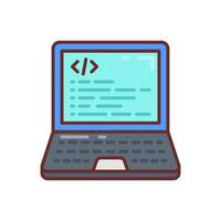 A laptop with a code on it vector