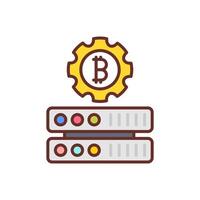 Bitcoin server with gears and bitcoin icon vector