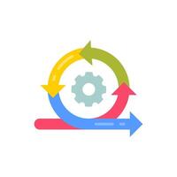 A colorful arrow with a gear in the middle vector