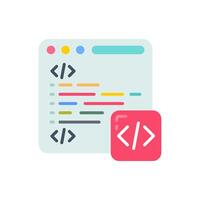 A flat icon of a web page with code vector