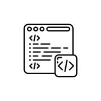 A black and white line icon of a computer screen vector