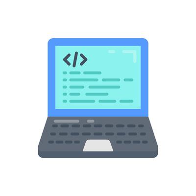 A laptop with a code on it
