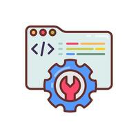 A web page with a wrench and a code vector