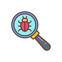 Magnifying bug icon illustration vector