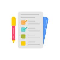 A checklist and pen are next to a paper vector