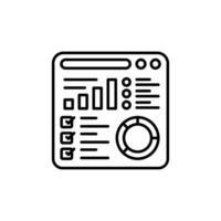 A black and white line icon of a computer screen vector