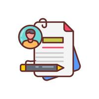 A document with a pencil and a person on it vector