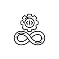 A black and white line icon of an infinite loop vector