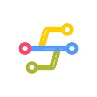 A colorful logo with two lines connected to each other vector