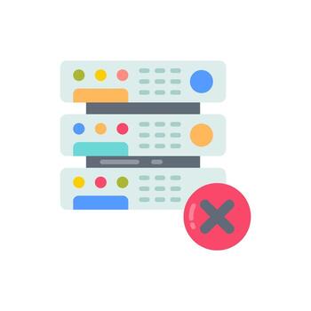 un servidor con un rojo cruzar y un rojo X vector