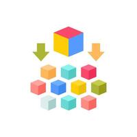A colorful cube with arrows pointing to it vector