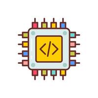 A computer processor with the word code written on it vector
