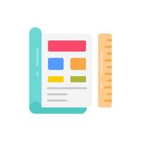 A ruler and a book with a paper on it vector