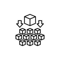 A black and white image of a cube with an arrow pointing to it vector