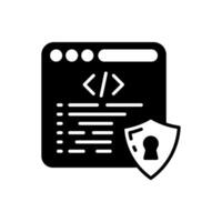 A black and white icon of a website with a lock vector