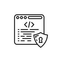 A black and white icon of a website with a lock on it vector