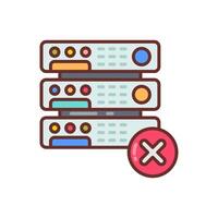 Server with two red crosses and a tick icon vector