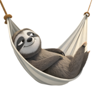 Charming Cartoon Sloth Relaxing in Hammock for Fun. . png