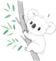 Lovely Koala Hugging Eucalyptus Branch in Relaxed Pose. . png