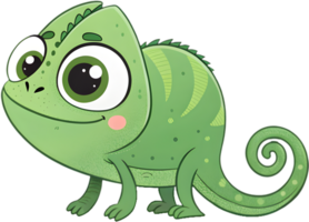 Green Chameleon in Cartoon Style with Playful Charm. . png