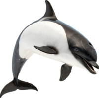 Playful Dolphin Swimming Happily in Colorful Cheerful Design. . png