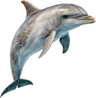 Cheerful Dolphin Swimming in Bright Playful Design Style. . png