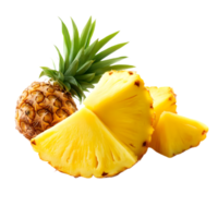 A Whole and Sliced Pineapple with Green Top png