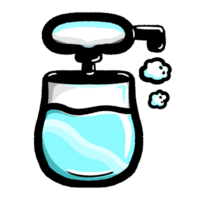 Shower gel illustration, shampoo dispenser icon design, doodle drawing png