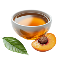 peach tea with a slice of peach on a transparent background png