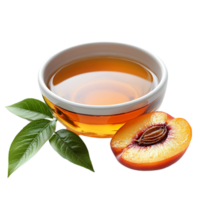 Peach Tea with Peach Slices and Leaves on Transparent Background png