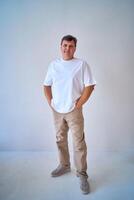 portrait of a middle-aged man on a white background photo