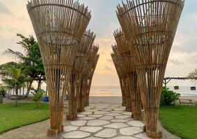 ornament beach with sunset view photo
