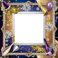 new year frame with confetti, balloons and confetti png