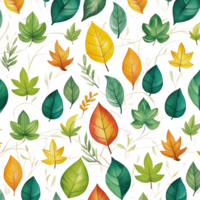 seamless pattern with colorful leaves on transparent background png
