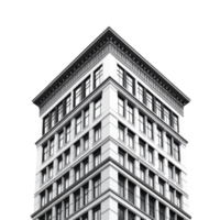 Black and White Building Isolated on White Background for Architectural Use on transparent background png