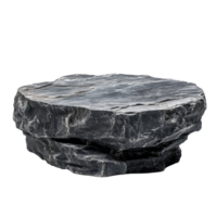 Elegant Black Flat Rock Piece for Modern Podiums or Display on transparent background png