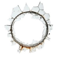 Bullet Hole in Cracked Glass on White Background for Crime and Security Themes on transparent background png