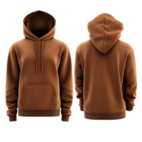 Brown Hoodie Front and Back View Mockup for Fashion Presentation on transparent background png