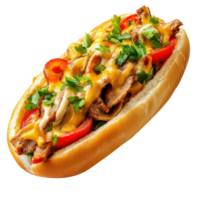 Delicious Cheesesteak Sandwich Isolated for Culinary Applications on transparent background png