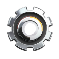 Chrome Gear Button Icon for User Interface Design on transparent background png